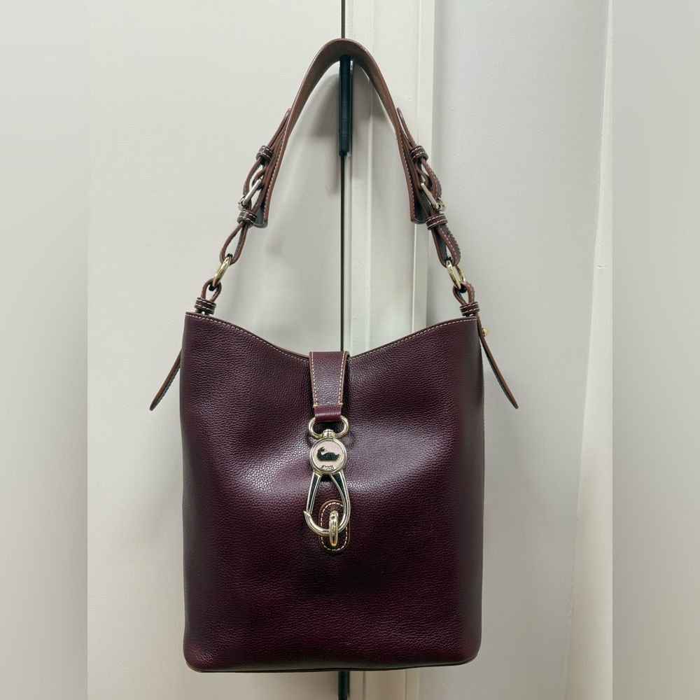 Dooney & Bourke Toscana Lily Pebbled Leather Burgundy/Maroon Bucket Bag
